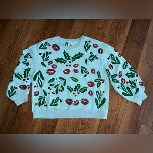QUEEN OF SPARKLES Holly & Berry Mistletoe sweatshirt